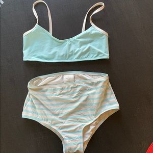 Kate Spade swim high waisted blue bikini, Medium